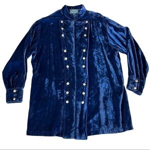 Vintage Ralph Lauren Country Crushed Velvet Top Sz 12 Double Breasted ILGWU Made